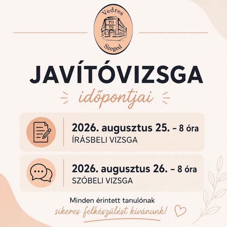 Javítóvizsgák időpontjai