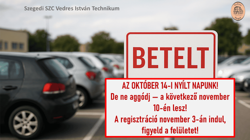 Betelt az október 14-i nyíltnapunk