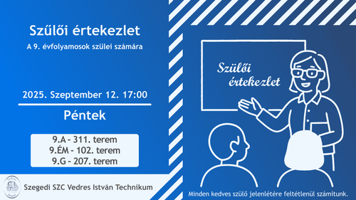 Szülői értekezlet a 9. évfolyamosok szülei számára